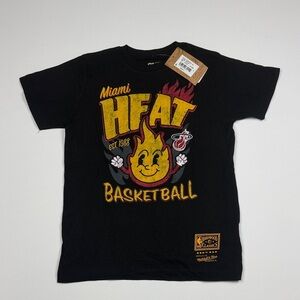 Mitchell & Ness Miami Heat Black Graphic Tee Brand New With Tags Size Kids/M